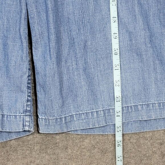 J Crew Jumpsuit Womens 16 Blue Chambray Denim Sleeveless Wide Leg Zip Front - Picture 4 of 16